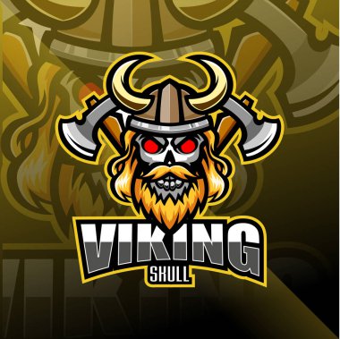 Viking baş esport maskot logosu
