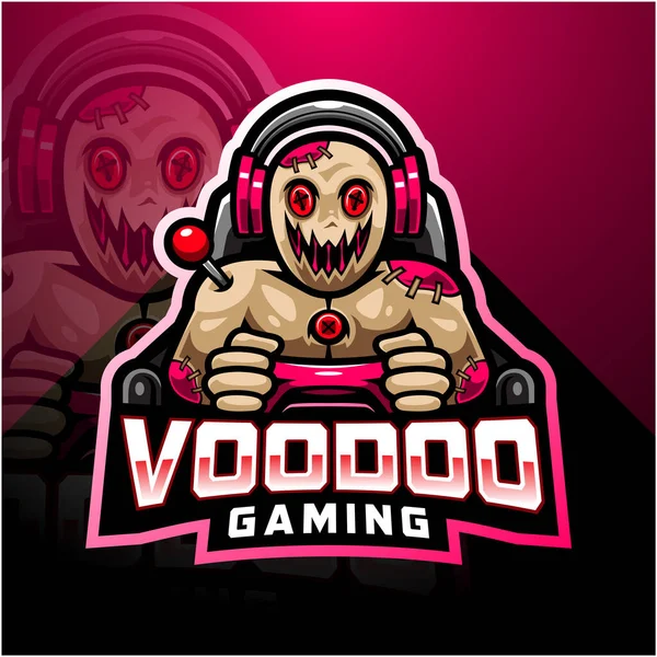 Voodoo Gry Esport Maskotka Logo — Wektor stockowy