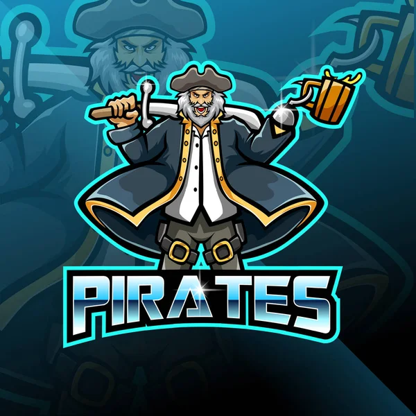 Pirates Mascot Gaming Logo Design — Stock Vector