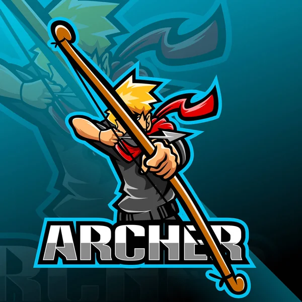 Archer Esport Disegno Logo Della Mascotte — Vettoriale Stock