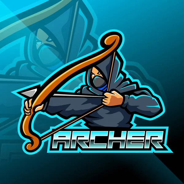 Archer Esport Disegno Logo Della Mascotte — Vettoriale Stock