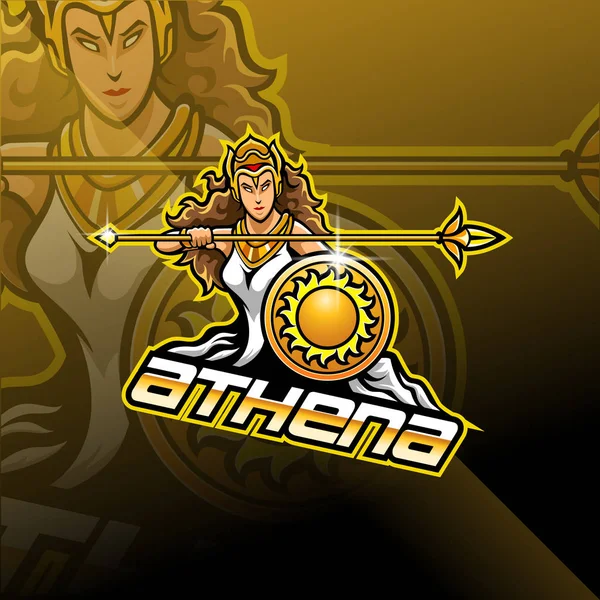 Athena Esport Mascotte Logo Ontwerp — Stockvector