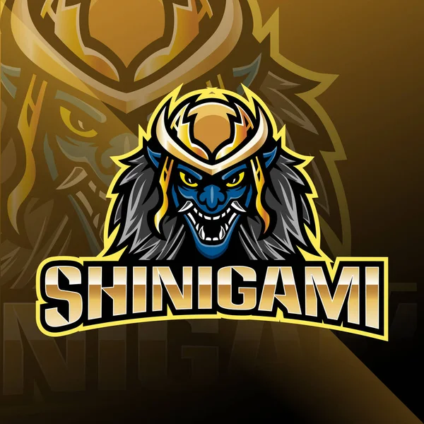 Shinigami Esporte Mascote Logotipo Design —  Vetores de Stock