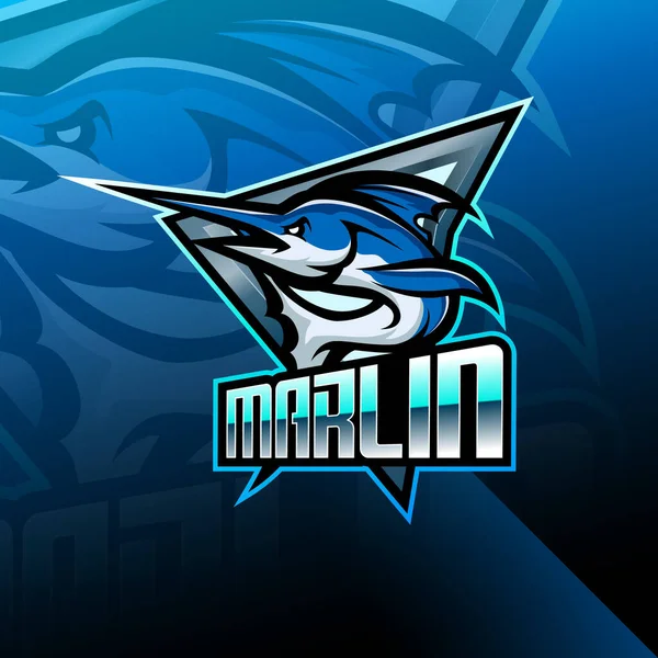 Marlin Esport Mascota Logo Design — Archivo Imágenes Vectoriales