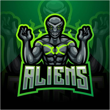 Alien esport mascot logo design clipart
