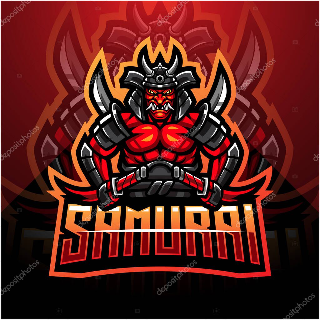 Samurai warrior esport mascot logo design