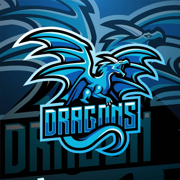 Dragon Esport Maskot Logotyp Design — Stock vektor