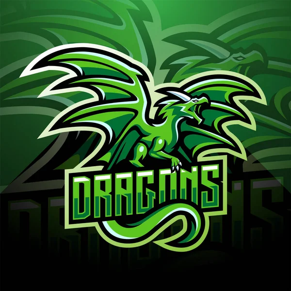 Dragon Esport Mascotte Logo Ontwerp — Stockvector