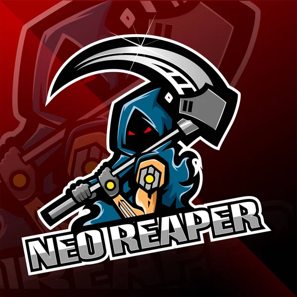 Design Della Mascotte Con Logo Neo Reaper — Vettoriale Stock