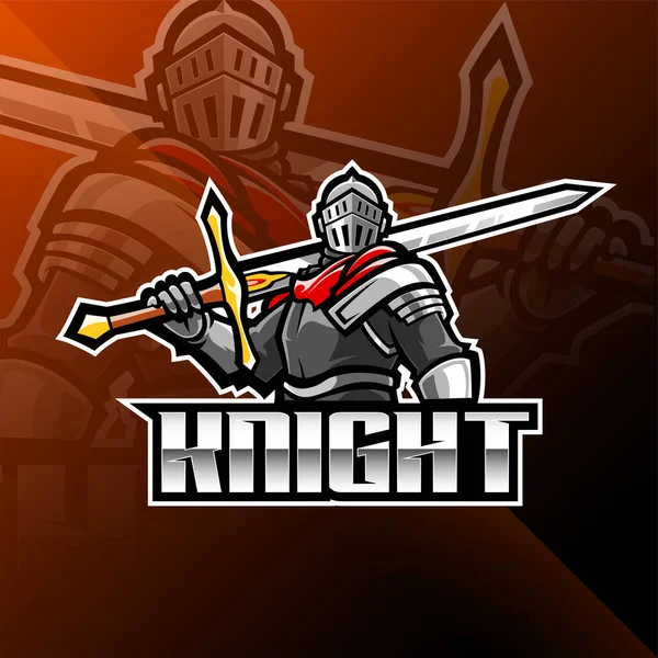 Knight Esport Mascot Logo Design — Stock Vector