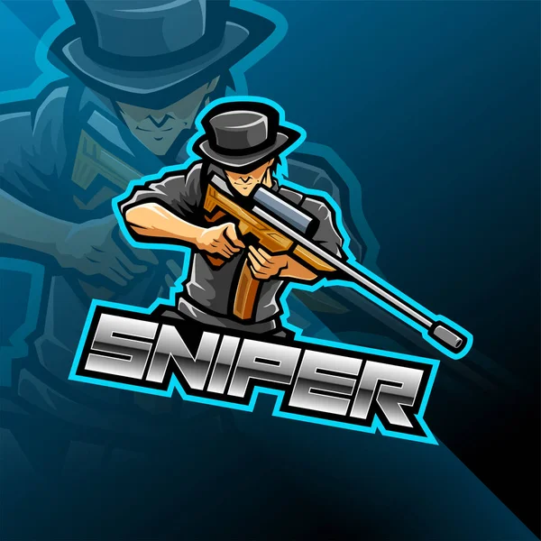 Desain Logo Maskot Esport Sniper - Stok Vektor