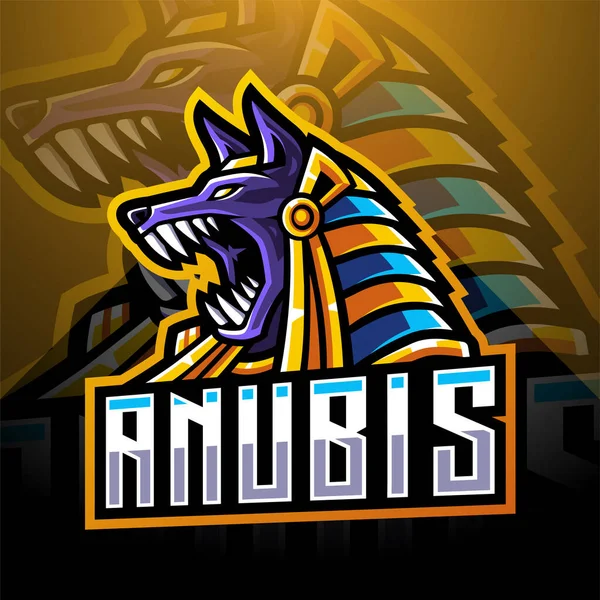 Anubis Cabeza Esport Mascota Logo Diseño — Vector de stock