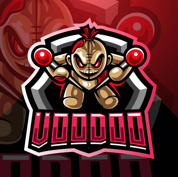 Voodoo Esport Maskot Logotyp Design — Stock vektor