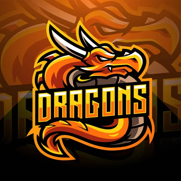 Σχεδιασμός Λογότυπου Μασκότ Dragon Esport — Διανυσματικό Αρχείο