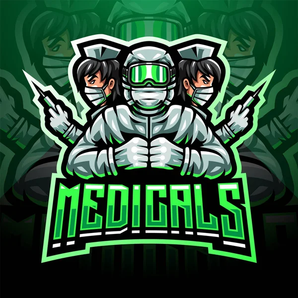 Los Médicos Esport Mascota Logo — Archivo Imágenes Vectoriales