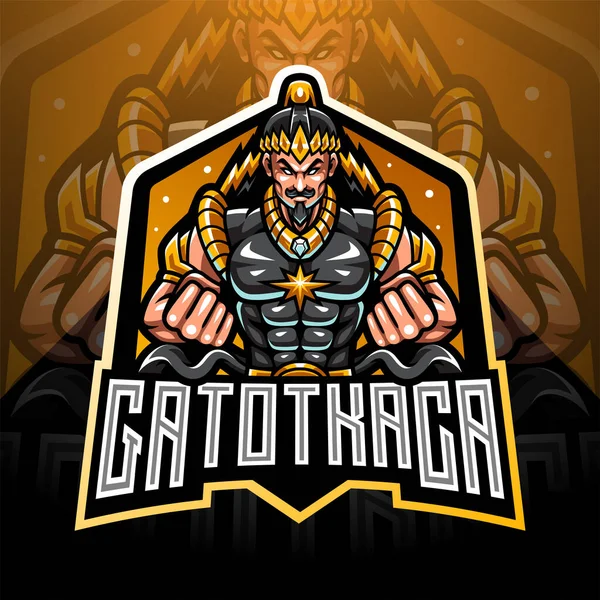 Gatotkaca Esport Maskot Logo Design — Stockový vektor