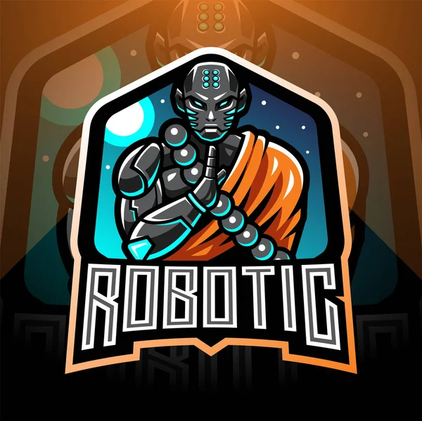 Monnik Robotachtige Esport Mascotte Logo — Stockvector