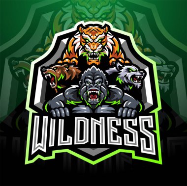 Vahşi hayvan esport maskotu logosu
