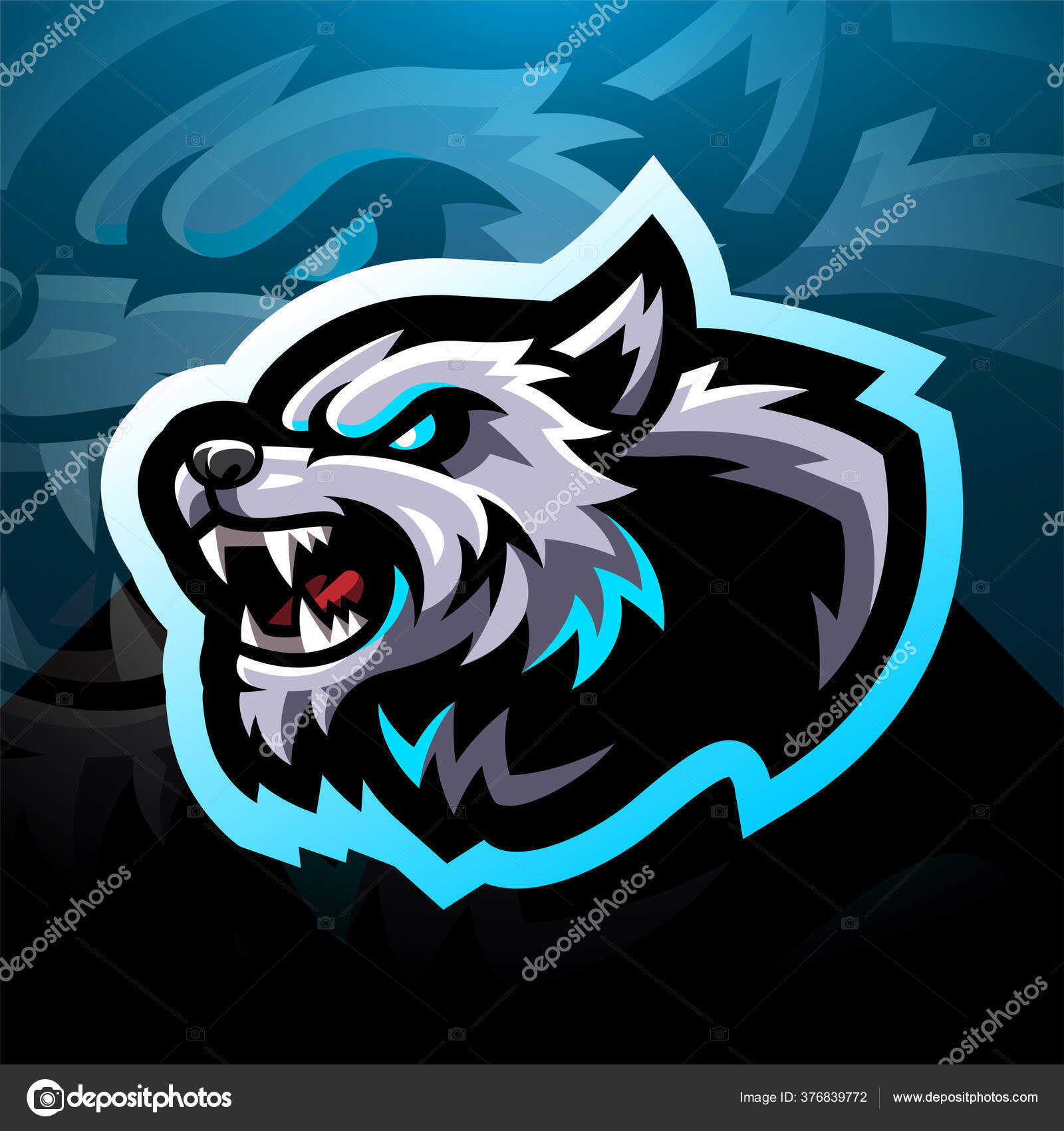 Wild Wolf Head Esport Mascot Logo Design Stock Illustration by ©visink