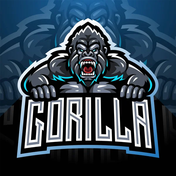 Wütend Gorilla Maskottchen Logo Desain — Stockvektor