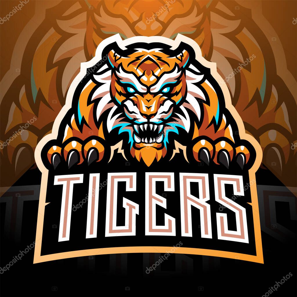 Tiger face esport mascot logo design
