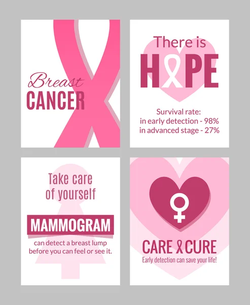 Prsu rakovina povědomí plakáty sada — Stockový vektor