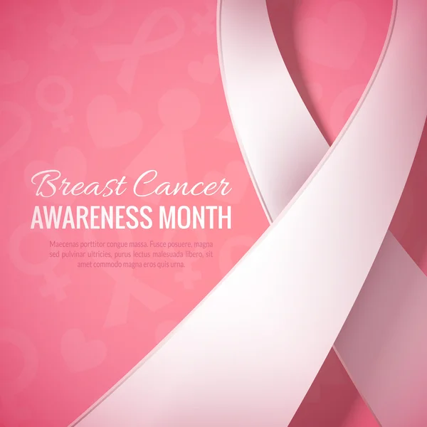 Cancro da mama Outubro Conscientização Mês Campanha Fundo — Vetor de Stock