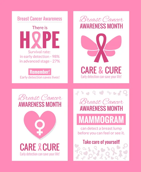 Breast Cancer Awareness Posters Set — Stock Vector