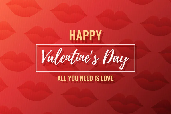 Mutlu Sevgililer günü kartı çerçeve ve dudaklar — Stok Vektör