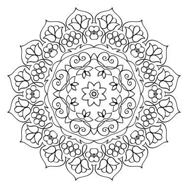 Çiçek Mandala yuvarlak desen