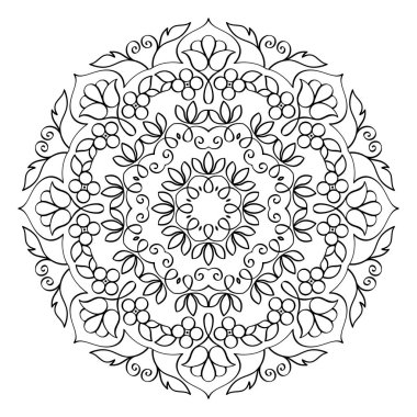 Çiçek Mandala yuvarlak desen
