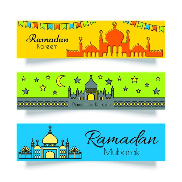 Ramadán Banners o conjunto de cabeceras — Vector de stock