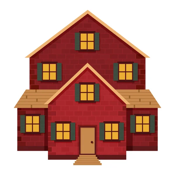Casa de tijolo vermelho — Vetor de Stock