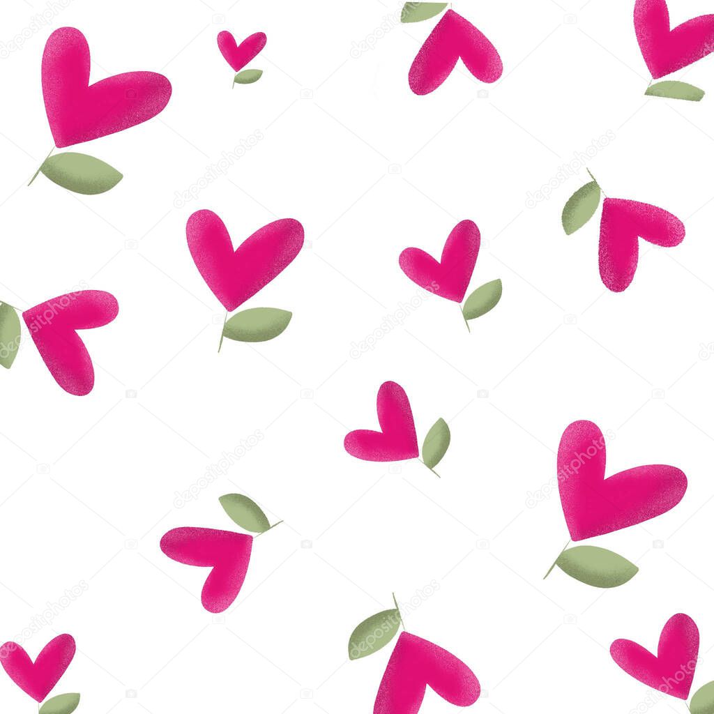 Pink flower in heart shape. Valentine day and romantic concept. Background.