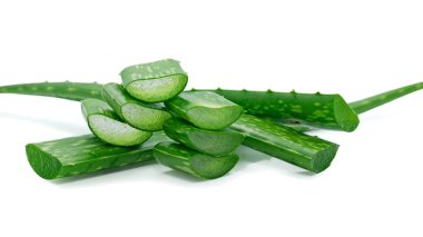 Taze aloe vera beyaz arkaplanda izole edilmiş