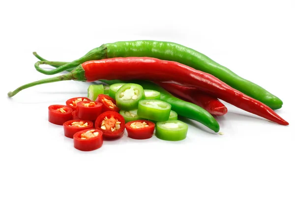 Verse Chilipepers Geïsoleerd Witte Achtergrond — Stockfoto