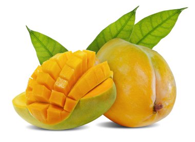 Beyaz arkaplanda yalıtılmış mango meyvesi