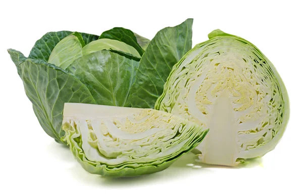 Green Cabbage Isolated White Background — Stock Photo, Image