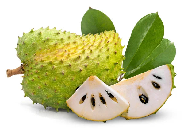 Soursop Custard Appel Fruit Geïsoleerd Witte Achtergrond — Stockfoto