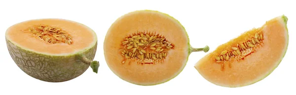 Buah Melon Atau Cantaloupe Diisolasi Pada Latar Belakang Putih — Stok Foto