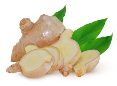 Beyaz arka plan üzerinde izole zencefilli baharat