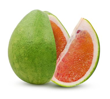 Beyaz arkaplanda izole edilmiş Pomelo veya greyfurt 