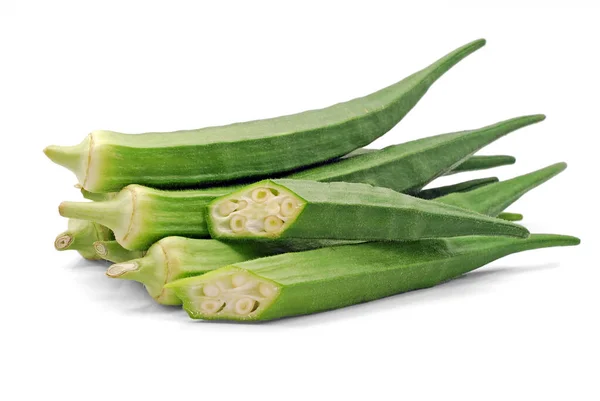 Frisches Okra Gemüse Isoliert Auf Weißem Hintergrund — Stockfoto