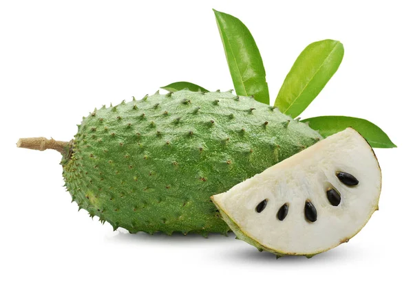 Frutto Soursop Isolato Fondo Bianco — Foto Stock