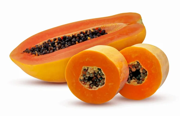 Friss Papaya Gyümölcs Izolált Fehér Alapon — Stock Fotó