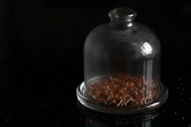 Yakın plan: Küçük cam bir masada filizlenmiş keten tohumu,