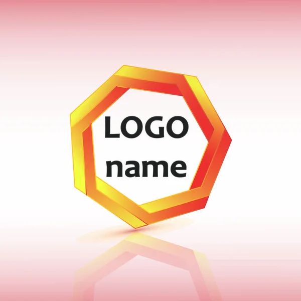 Heptagon Pomarańczowy Logo Lustra Czarny — Wektor stockowy