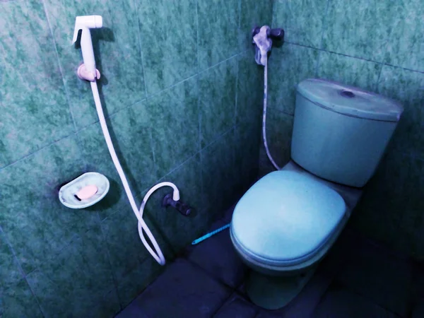Toilet Commodus.Western Commode Toilet Eddy Dual Flush Water Saving Toiletten.Eddy Dual Flush Badkamer Commodus.Toilet in badkamer.Toilet kom in moderne badkamer interieur. — Stockfoto