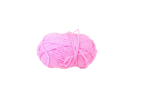 Skein of woolen threads of pink color, isolate. — Stock Photo, Image