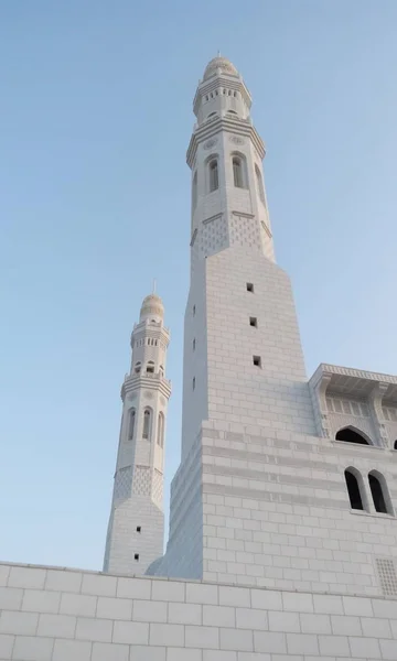 Hermosas imágenes de la Mezquita Blanca o fotos de archivo para festivales islámicos o celebraciones como ramadán o eid al fitr —  Fotos de Stock